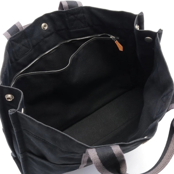 Hermes Fool Toe MM Tote Black Canvass with Silver Hardware. - Picture 3 of 9